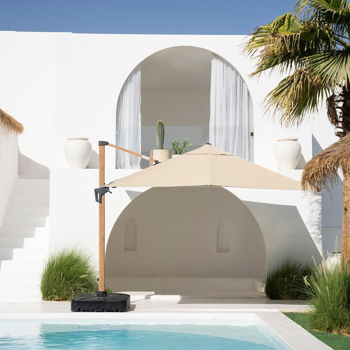 Mina Umbrella With Base Beige