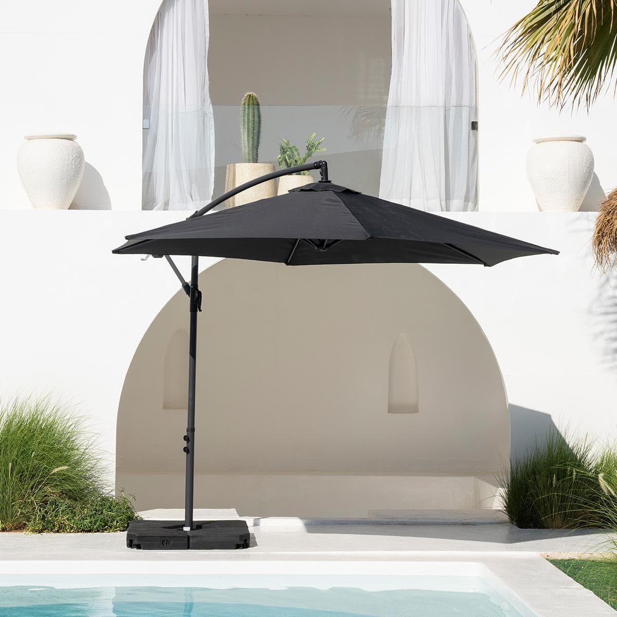 Maha Umbrella With Base Grey