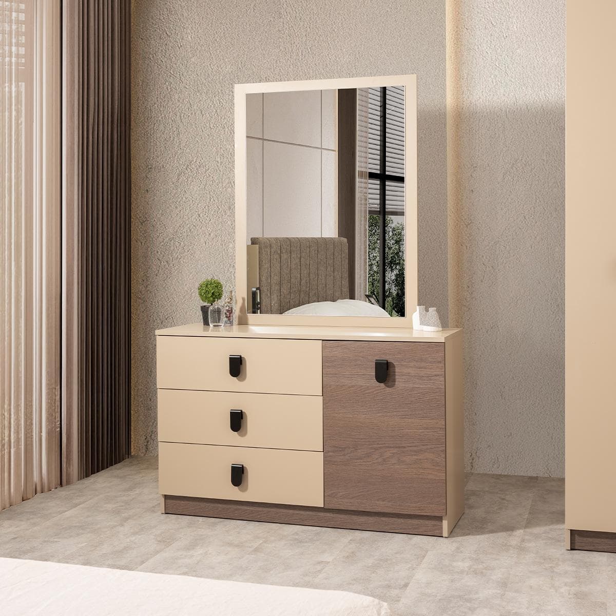 Leon Dresser with Mirror Dark Beige