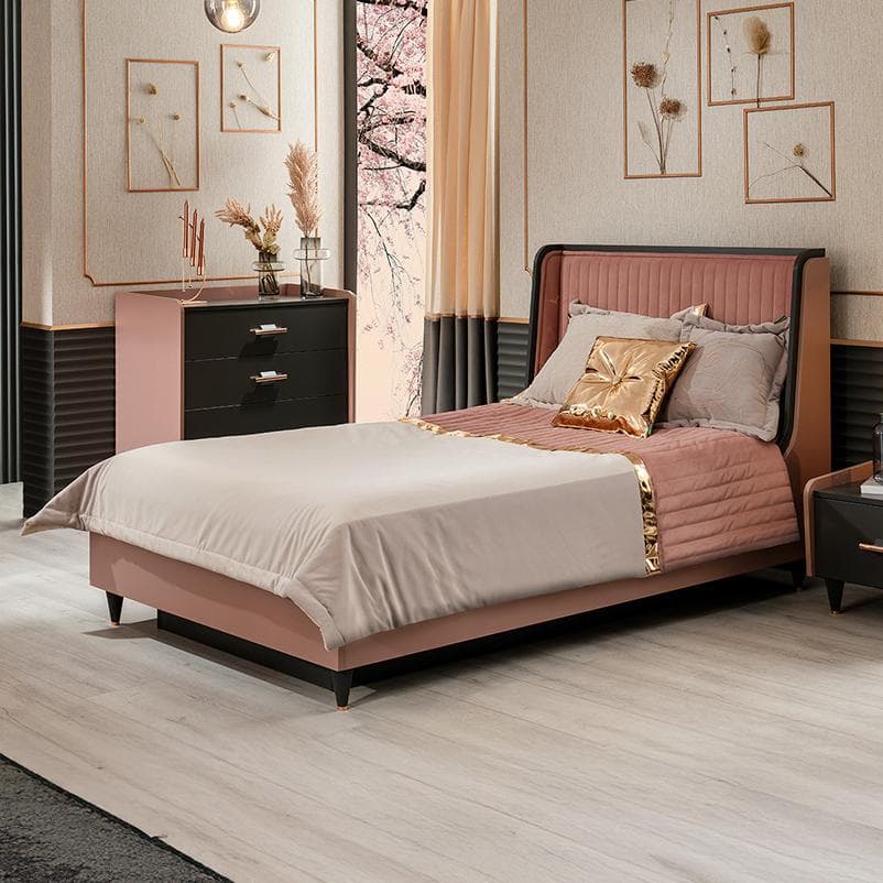 Valencia 120X200 Kids Bed Pink/Dark Grey