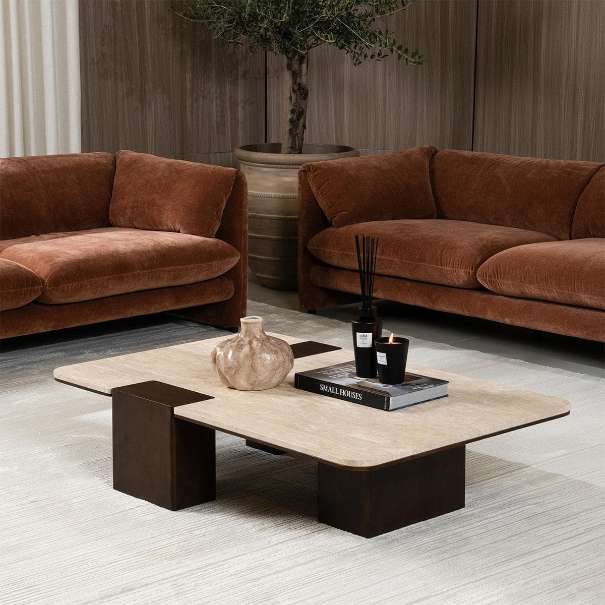 Eva Coffee Table Beige/Walnut