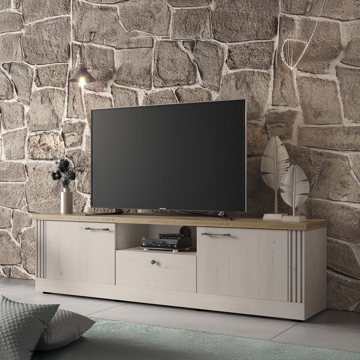 Country TV Unit White/Oak