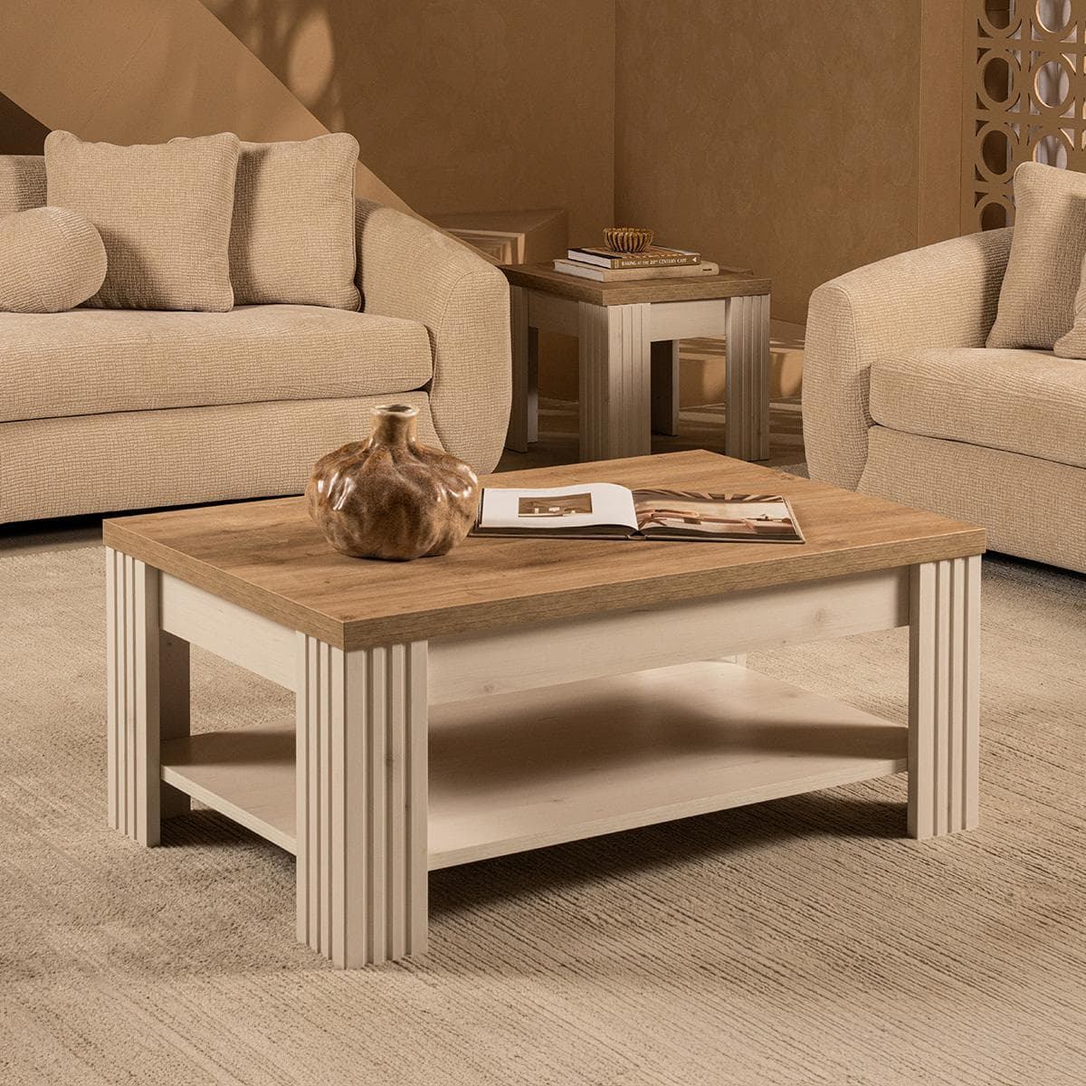 Country Coffee Table Oak/White