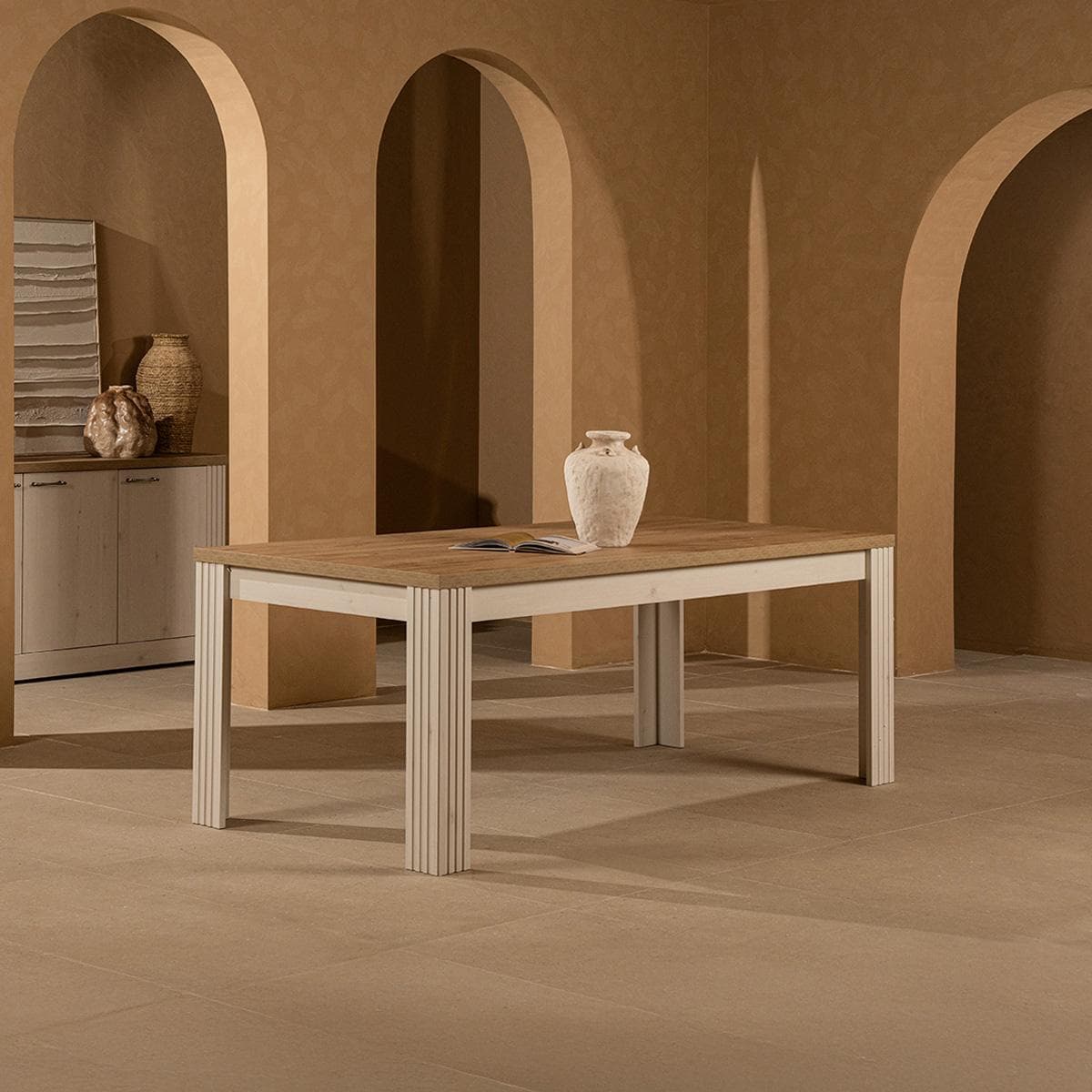 Country 8-Seater Dining Table White/Oak