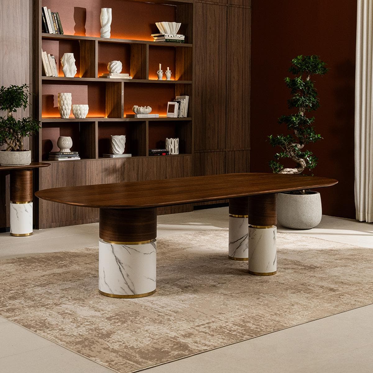 Elite 10-Seater Dining Table Brown/Gold