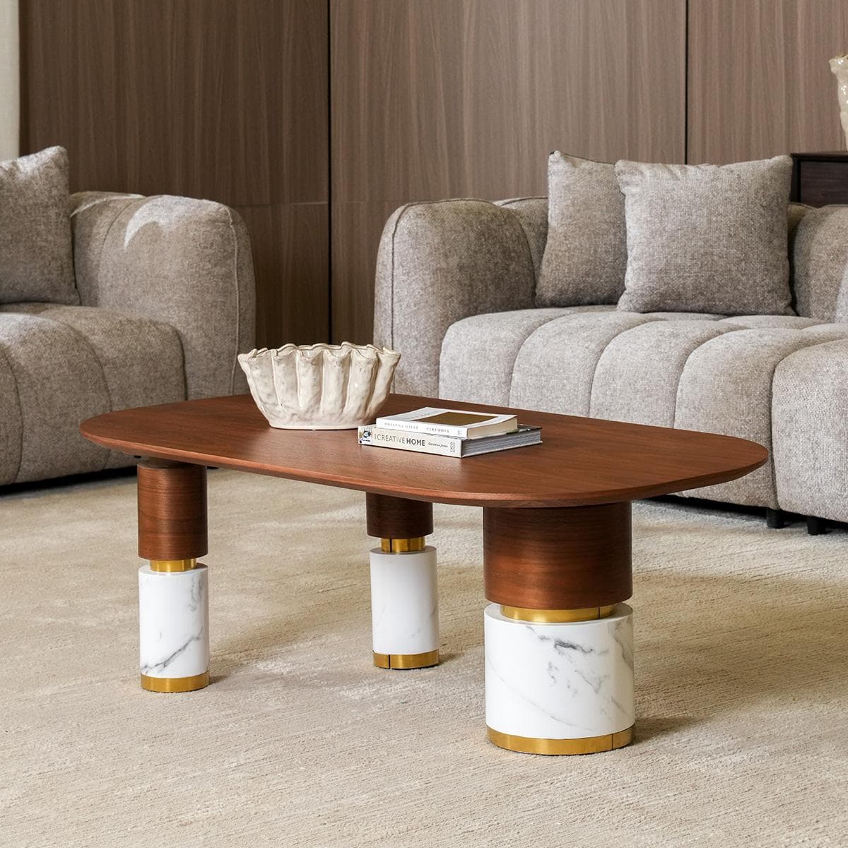 طاولة قهوة إيليت بني/ذهبي