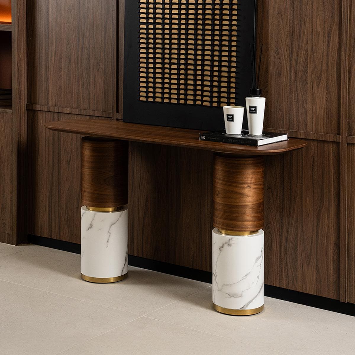 Elite Console Table Brown/Gold