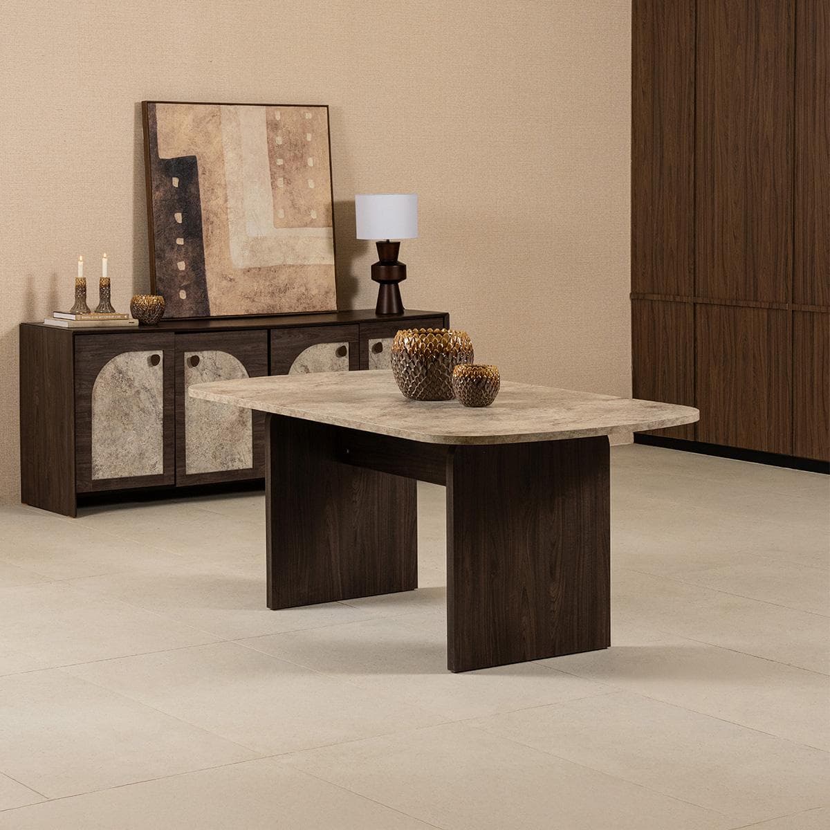 Mersin 6-Seater Dining Table Grey/Brown