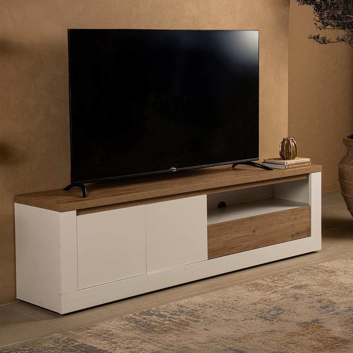 Iris TV Unit White High Gloss/Oak.