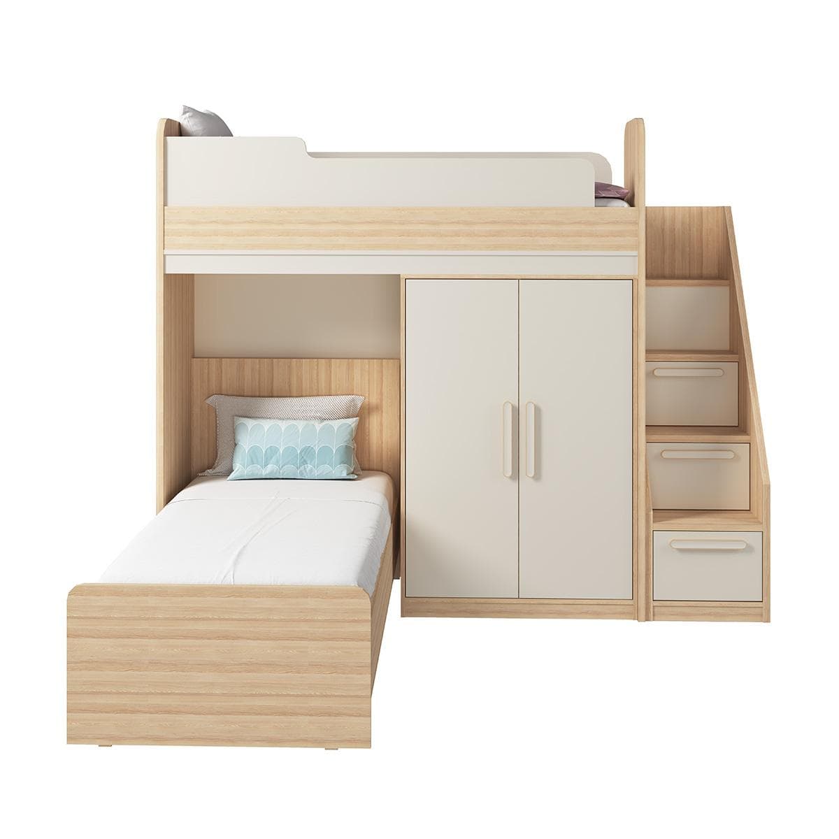 Flex 90X200 Kids Bunk Bed Set White/Oak