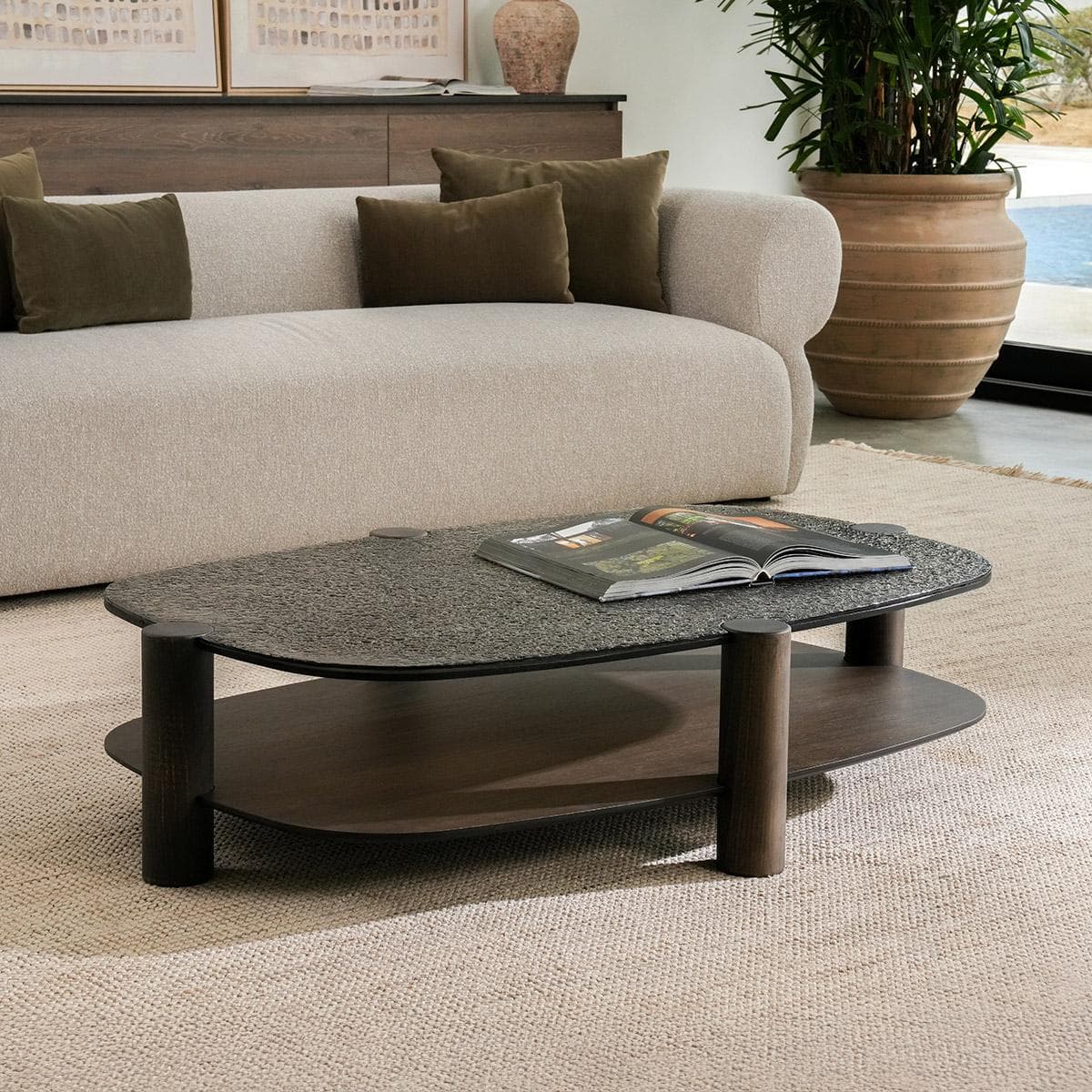 Tigris Coffee Table Glass Top Brown/Oak in Kuwait | Buy Online ...
