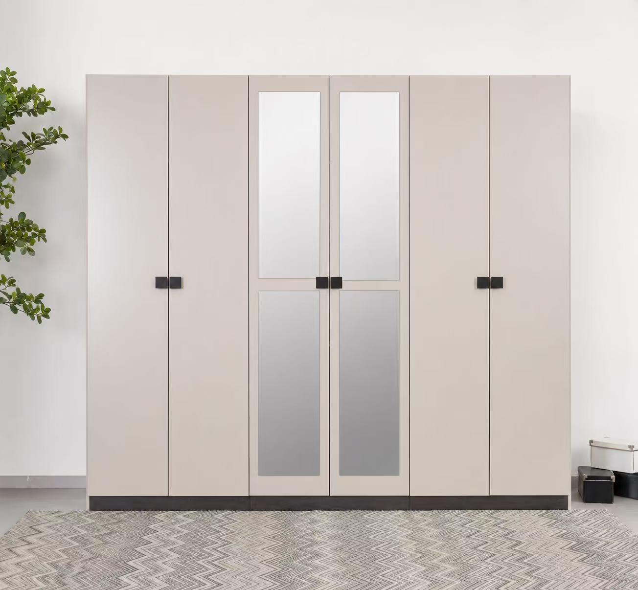 Ryan 6-Door Wardrobe Champagne/Black Oak