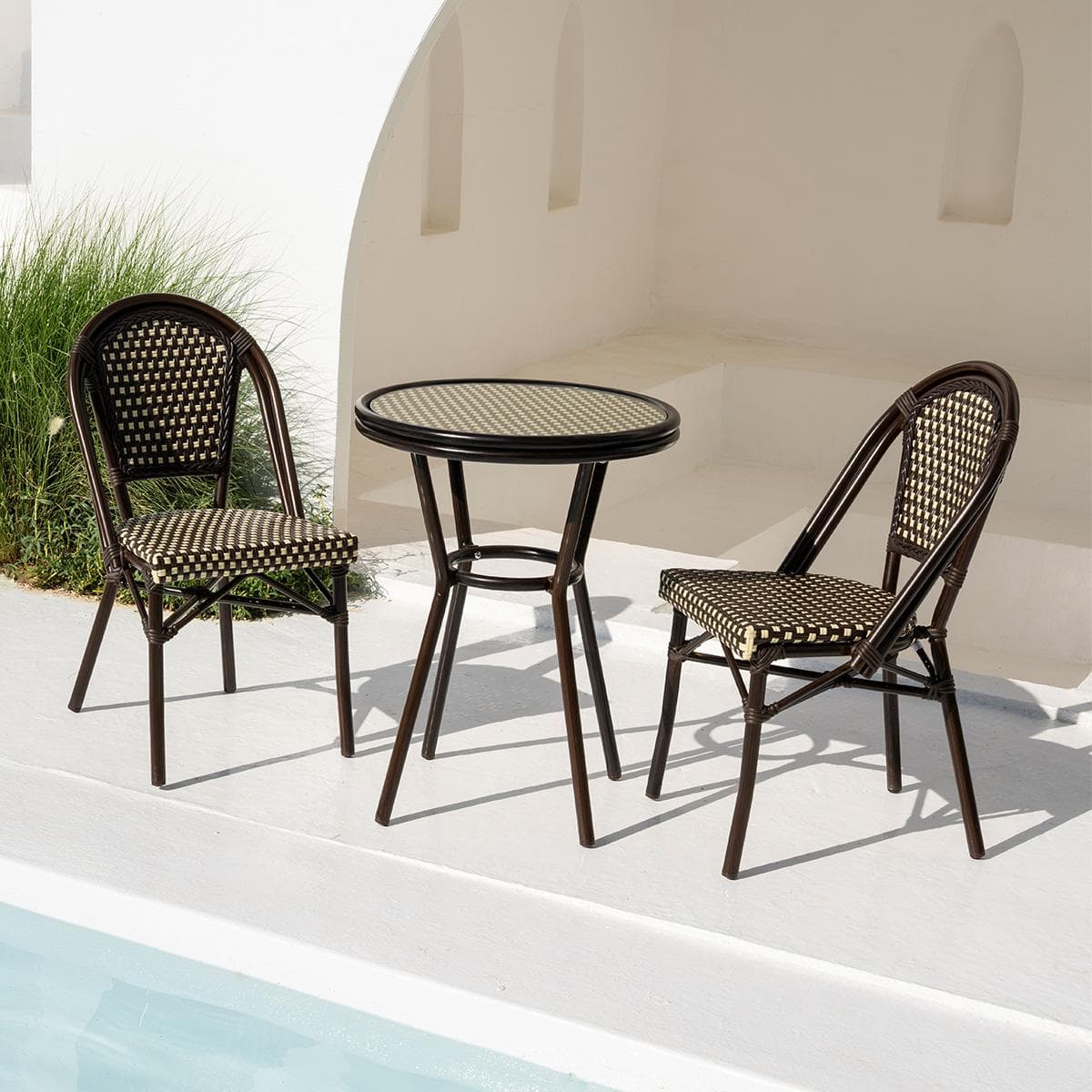 طقم جلسة شاي بانا 2+1 أسود/أبيض