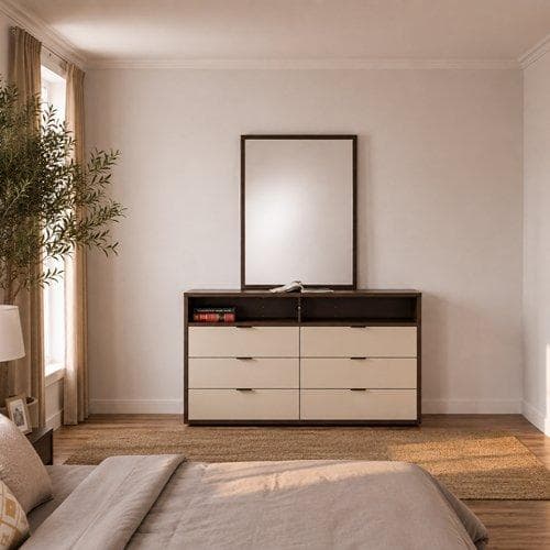 Linda Dresser with Mirror Champagne/Walnut