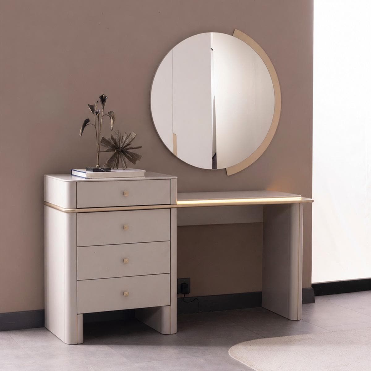 Pier Dresser With Mirror Beige