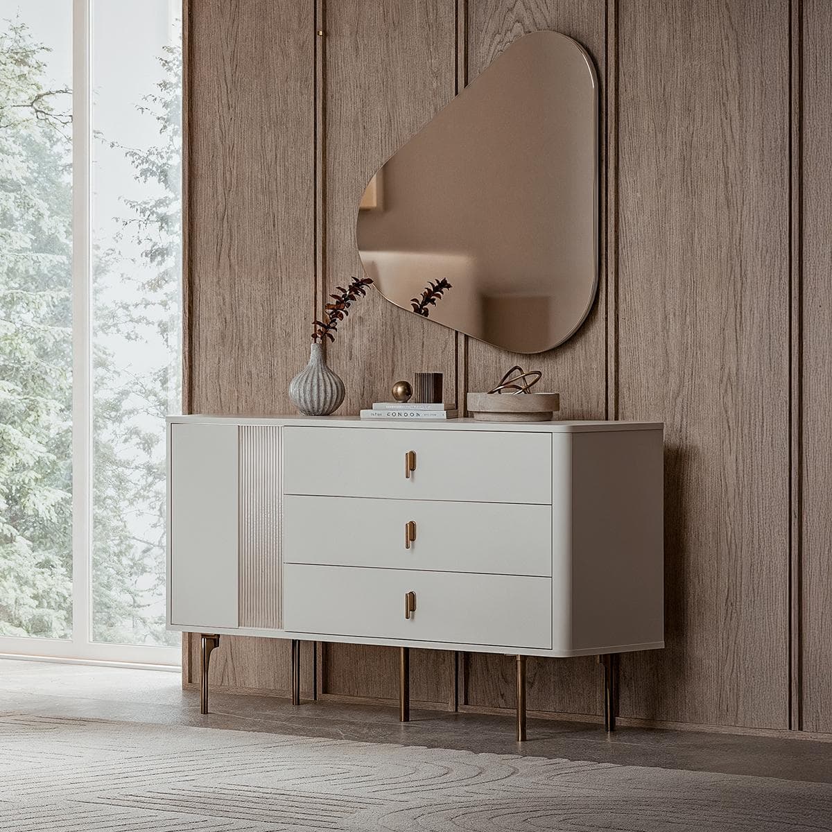 Alvito Dresser with Mirror Beige