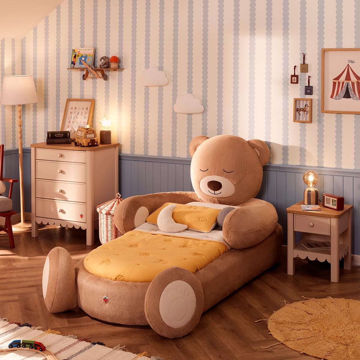 Teddy 78X168 Kids Bed with Mattress Brown