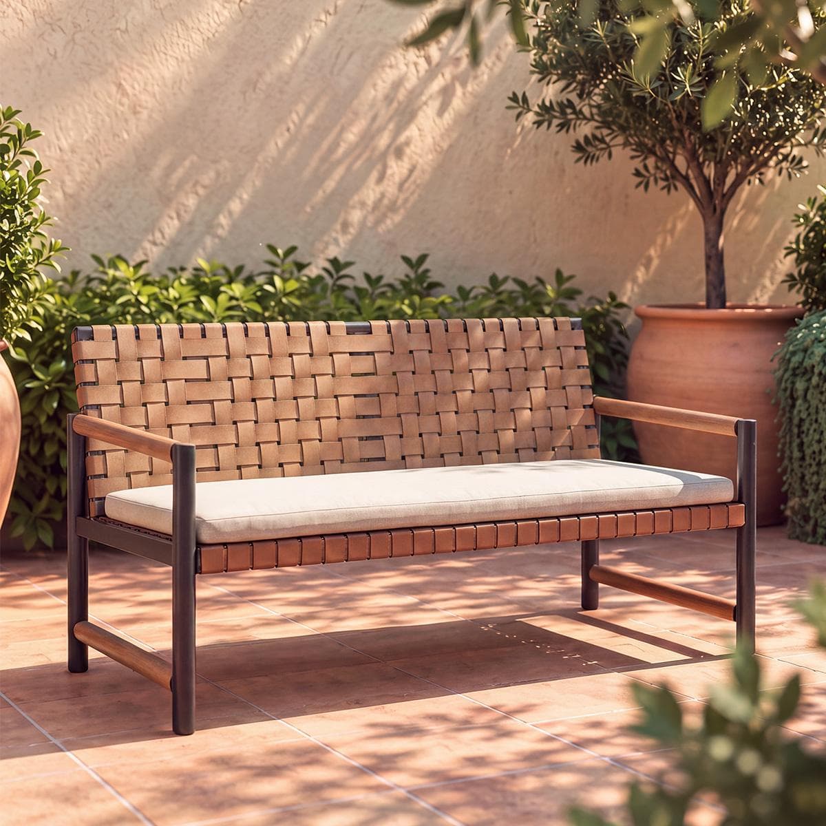 Indo 2-Seater Garden Sofa Brown