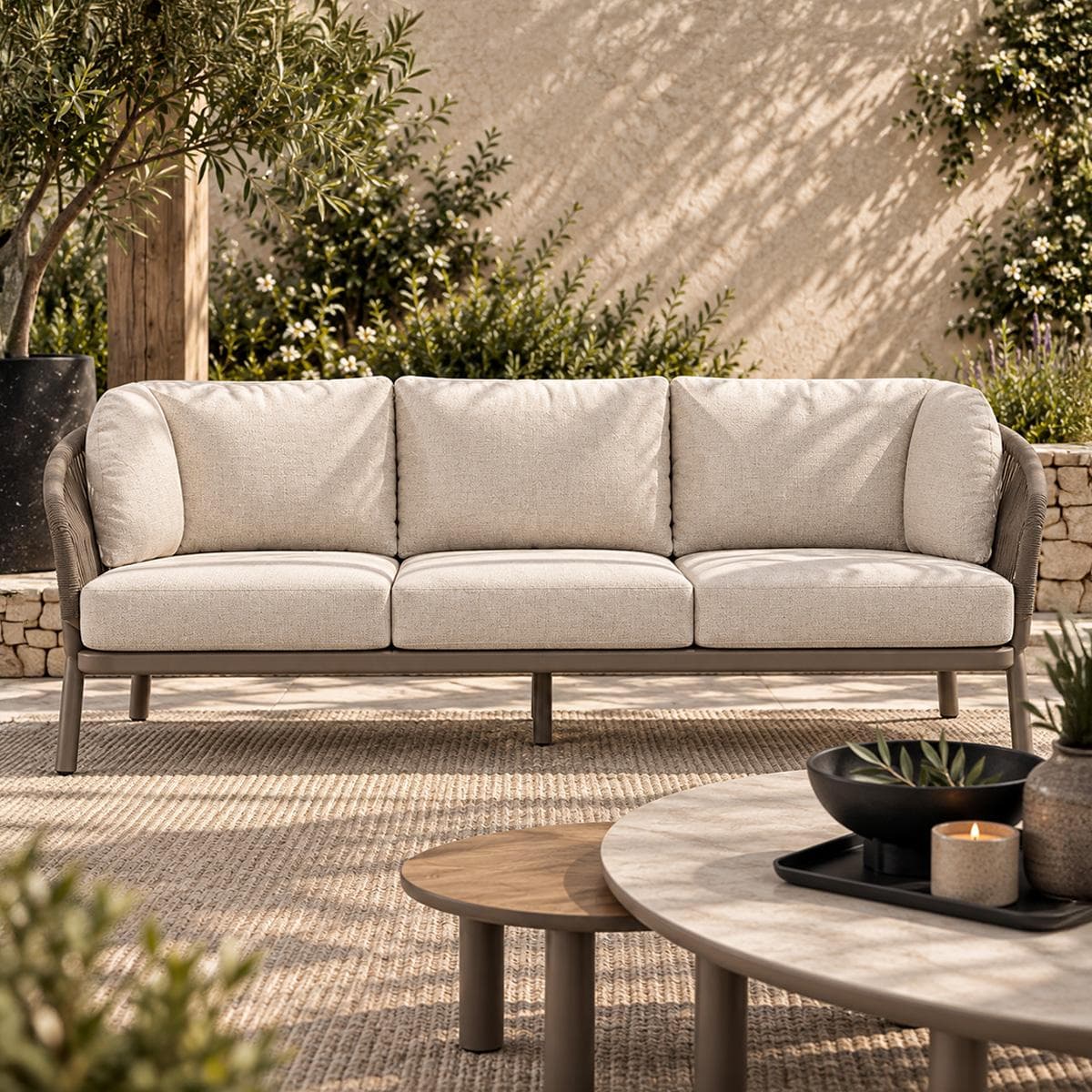 Masa 3-Seater Garden Sofa Brown