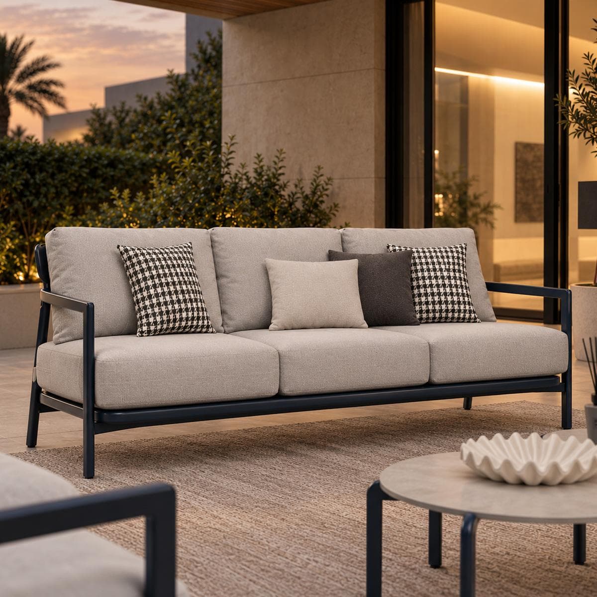 Azil 3-Seater Garden Sofa Grey