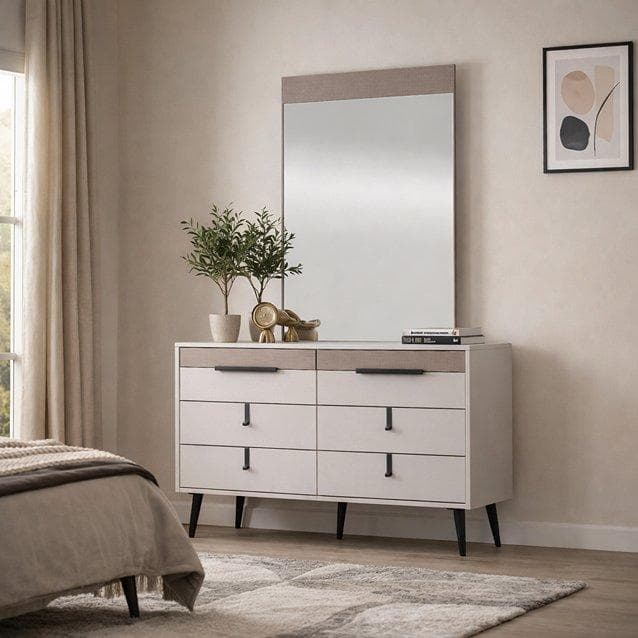 Cotton Dresser with Mirror Beige