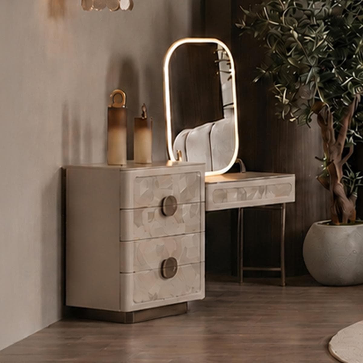 Veyron Dresser with Mirror Beige
