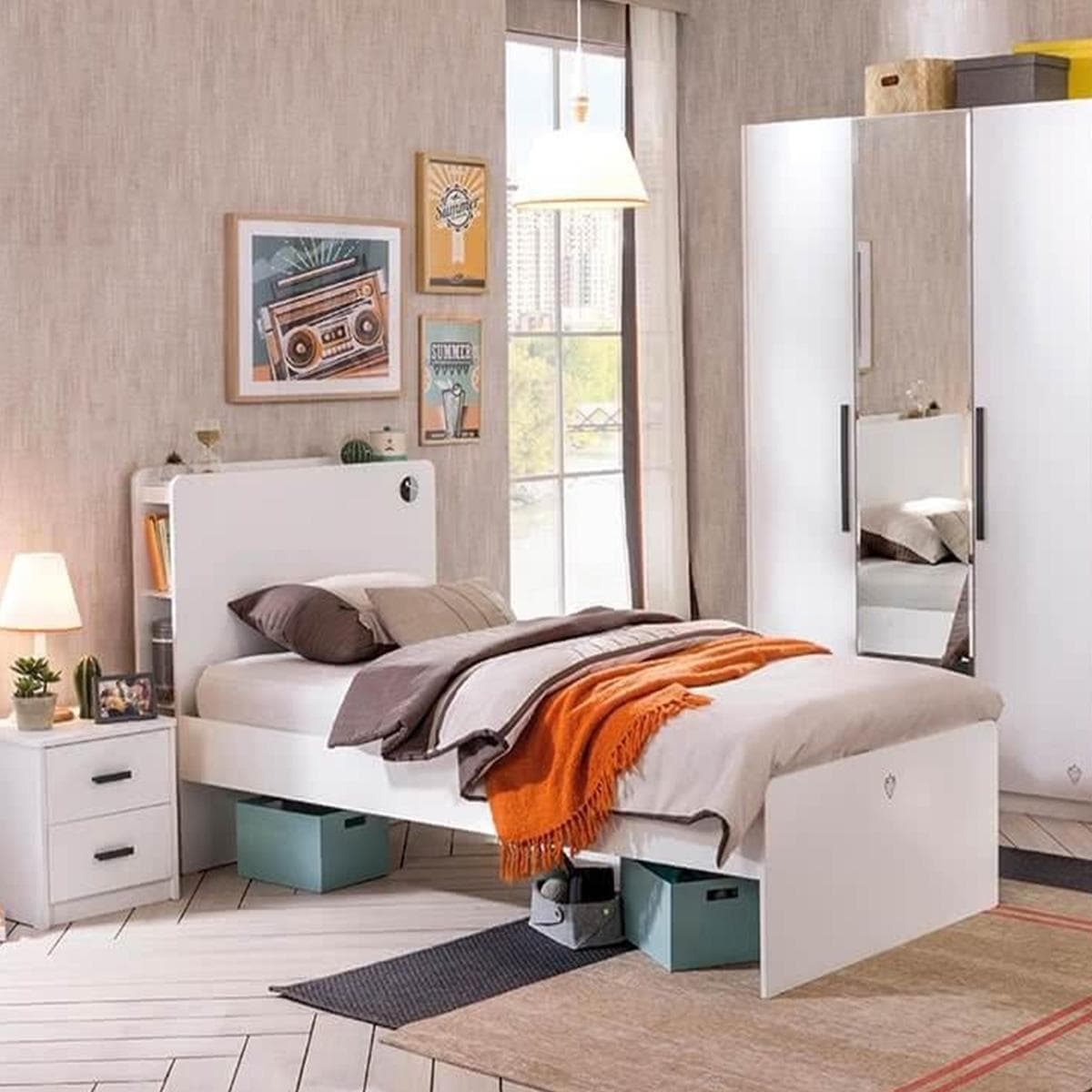 White Kids Bedroom Set 6Pcs