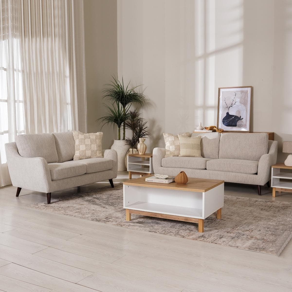 Sila 3+2+1 Seater Sofa Set Light Beige