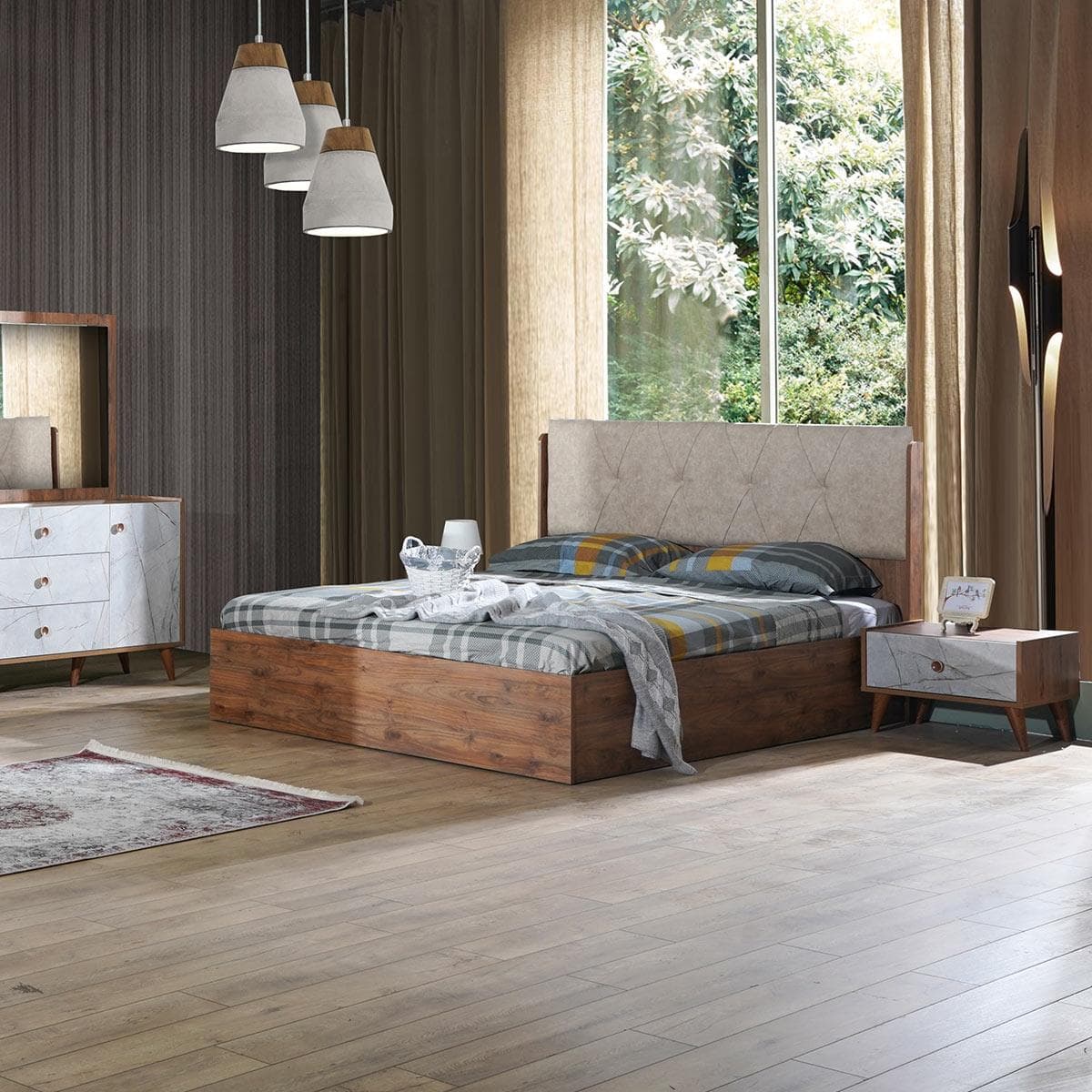 AleXa 160X200 Bedroom Set With Wardrobe