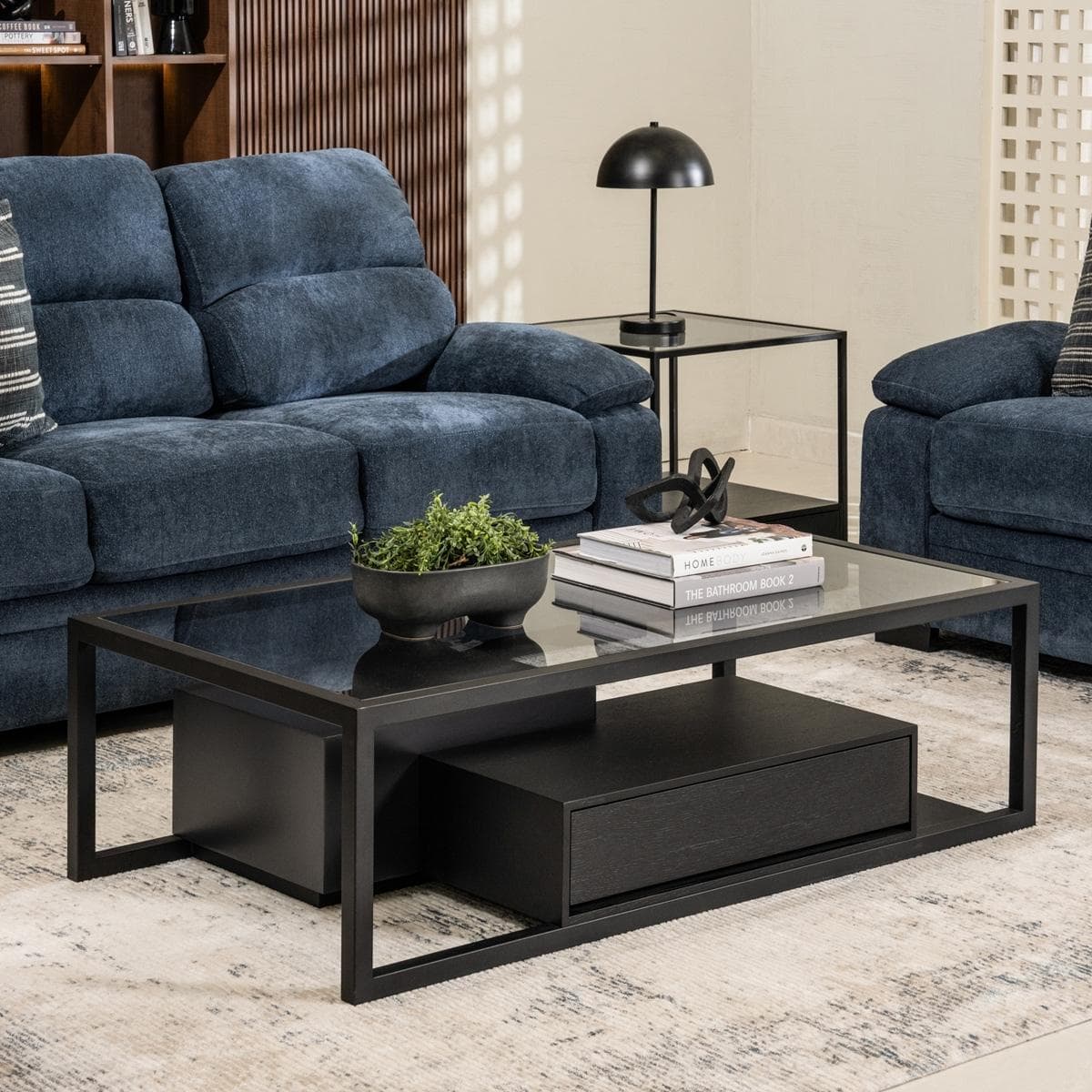 Jane 1 Coffee Table + 2 End Tables Set Black
