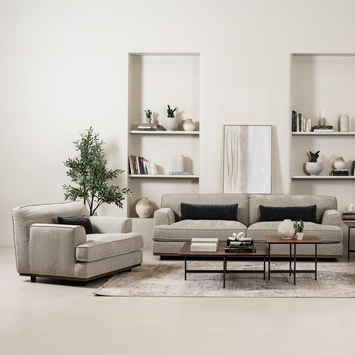 Carlos 3.5+2+1 Seater Sofa Set with Pillow Grey