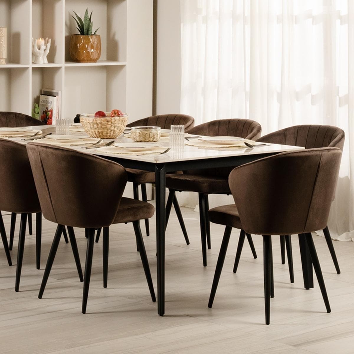 طقم طاولة طعام كالي 1+8 أبيض