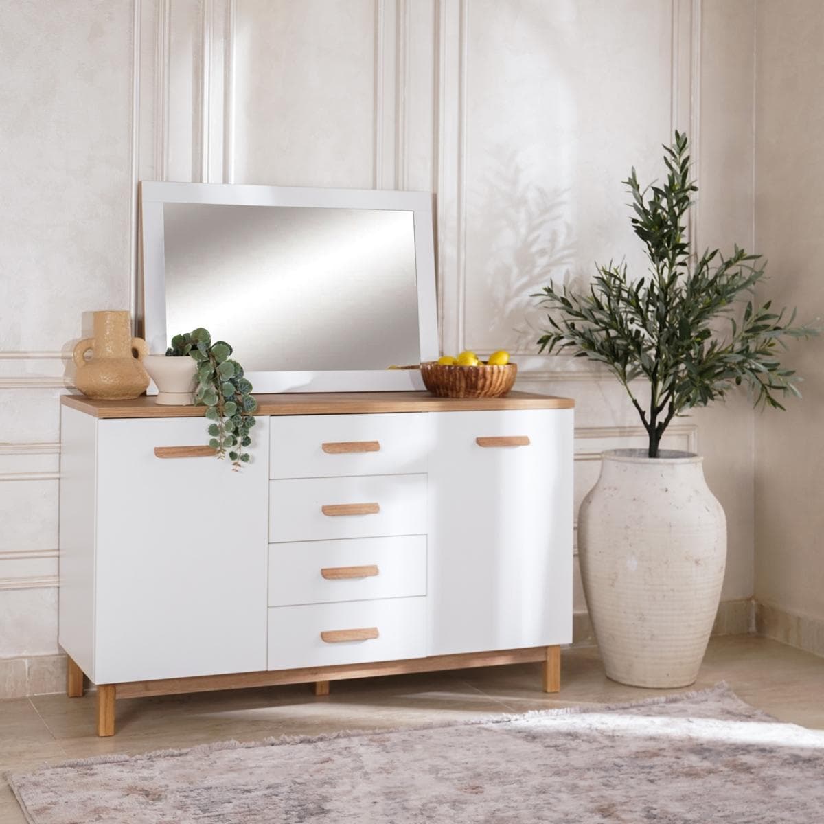 London Sideboard With Mirror Oak White/Brown