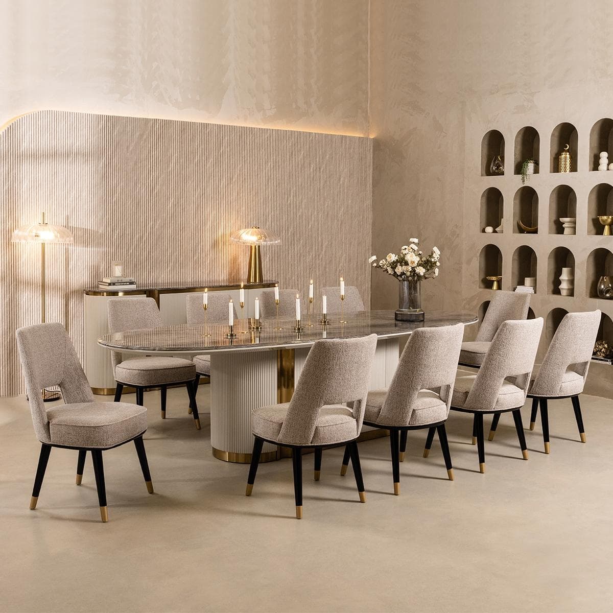 Verona 10+1 Dining Set Grey/Gold