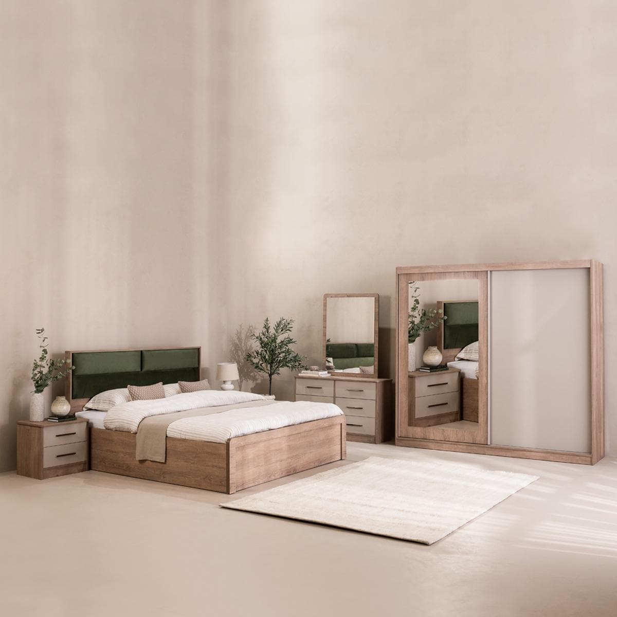 طقم غرفة نوم علياء 180×200 مع خزانة ملابس