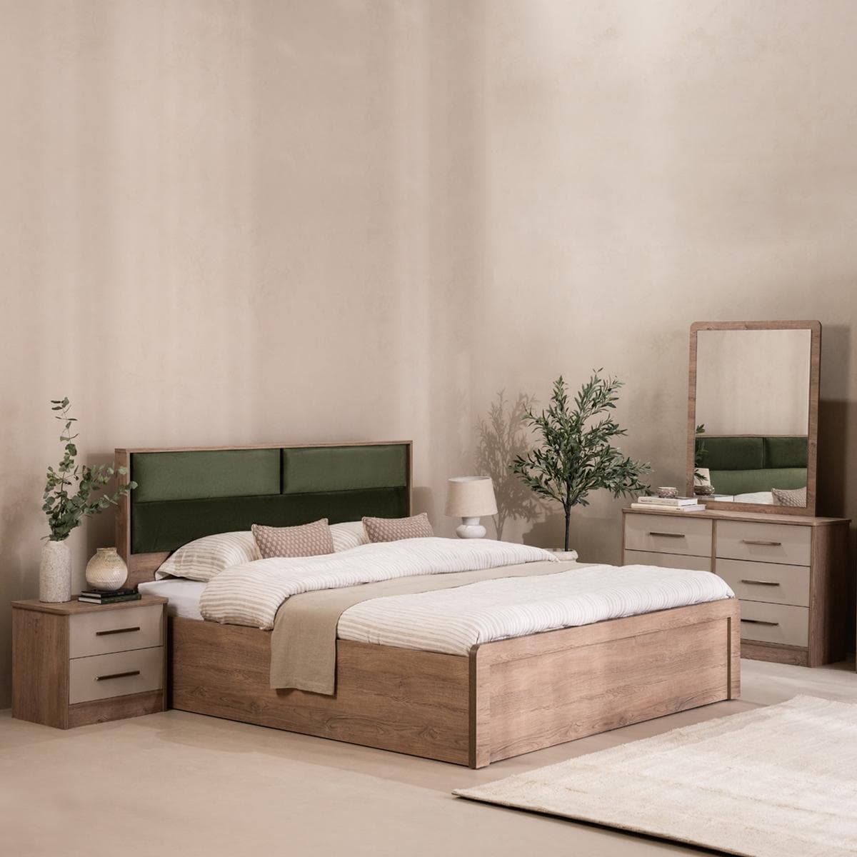 طقم غرفة نوم علياء 180×200 بدون خزانة ملابس