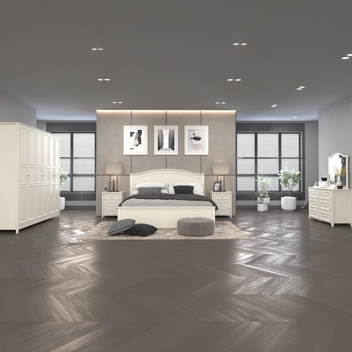 طقم غرفة نوم جيف 180×200 مع خزانة ملابس