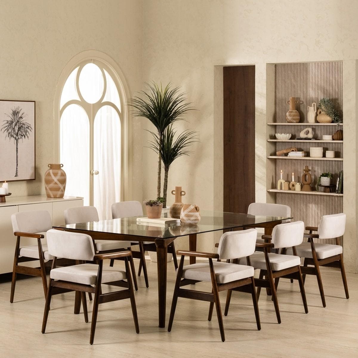 Nodi 8+1 Dining Set Glass/Brown