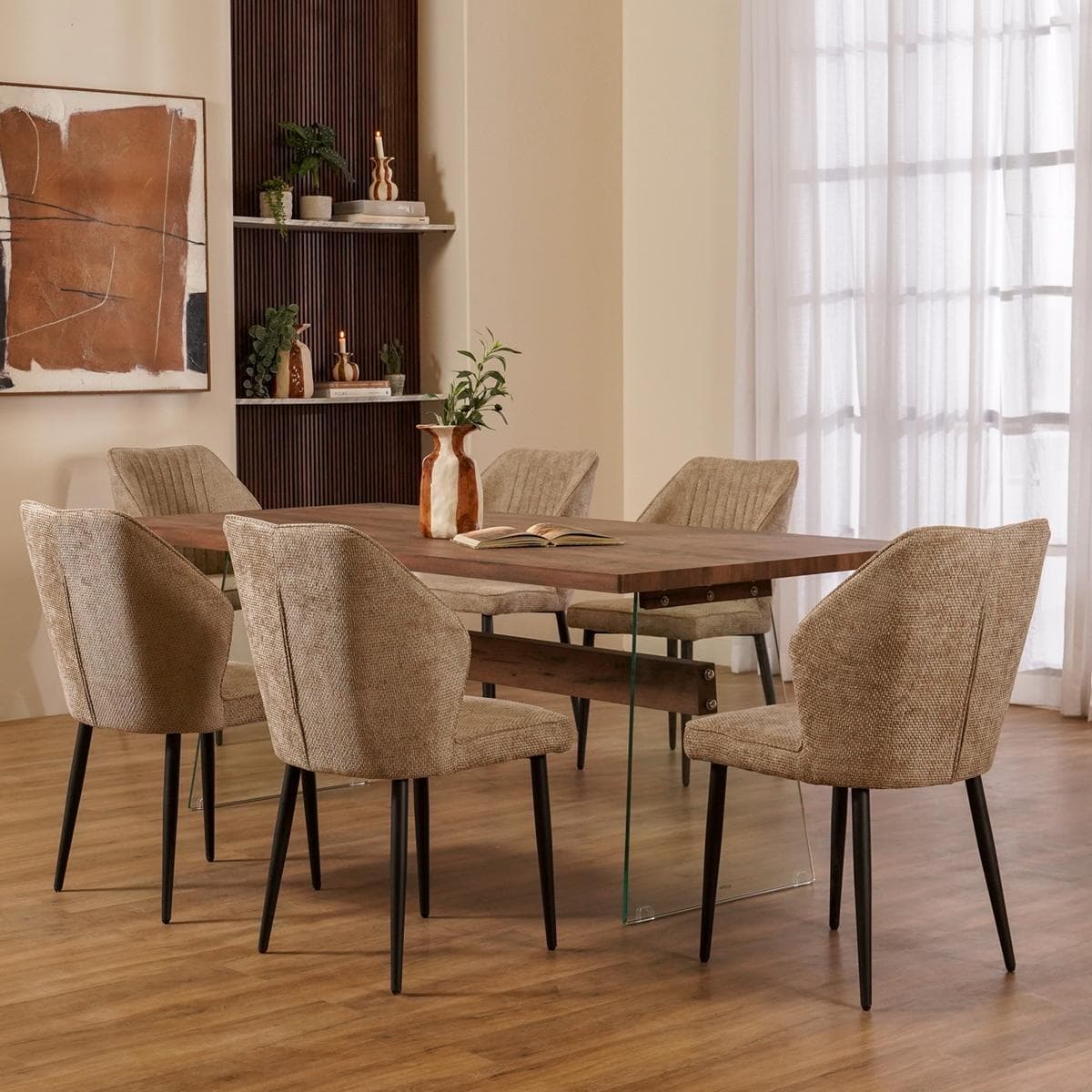 New Natalia 6+1 Dining Set Light Brown