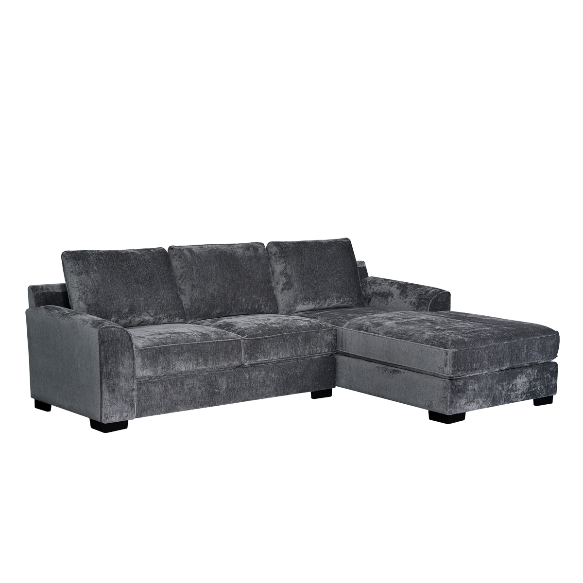 Drew 3 Seater Sofa with Right Chaise Lounge Dark Grey