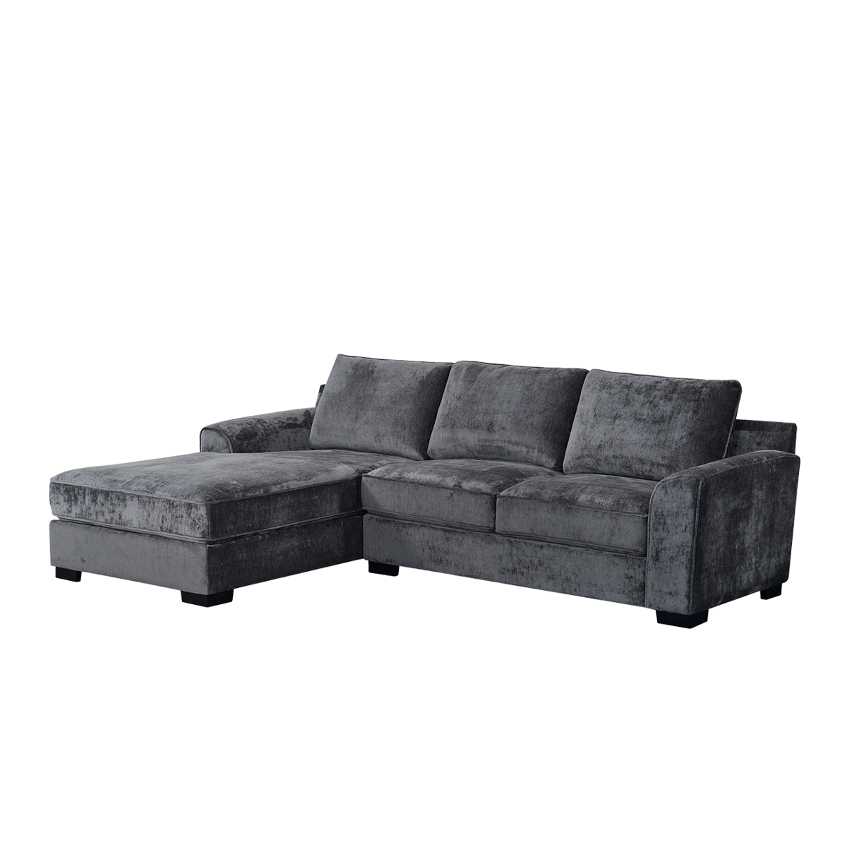 Drew 3 Seater Sofa with Left Chaise Lounge Dark Grey