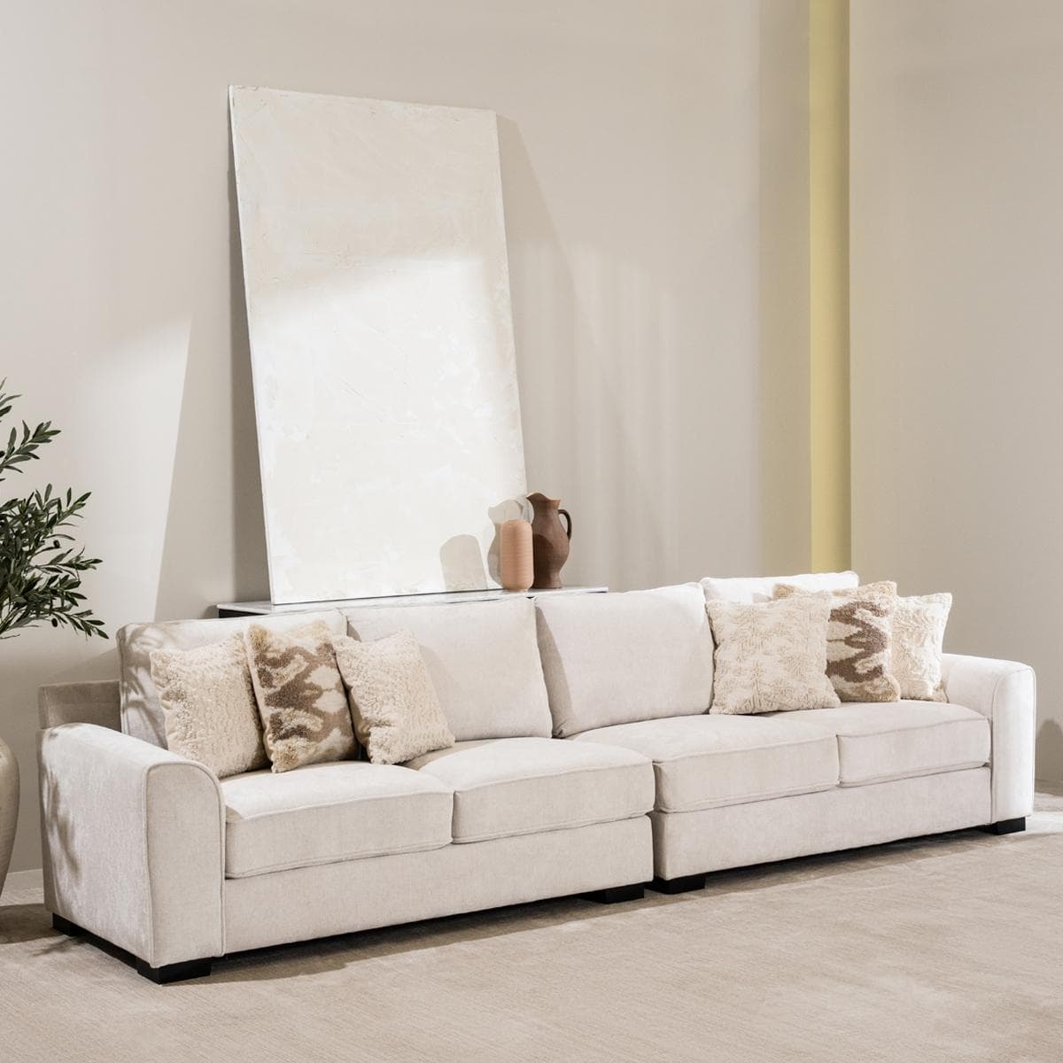Drew 4 Seater Diwaniya Sofa Beige