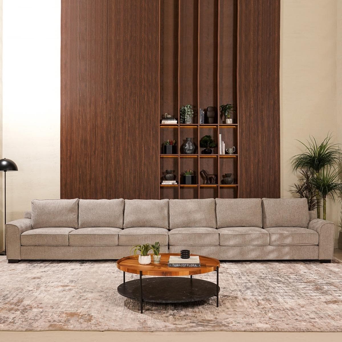 Drew 6 Seater Diwaniya Sofa Light Grey