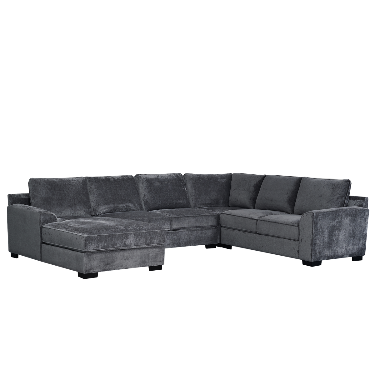 صوفا درو 6 مقاعد مع شيزلونج ذراع يسار رمادي داكن