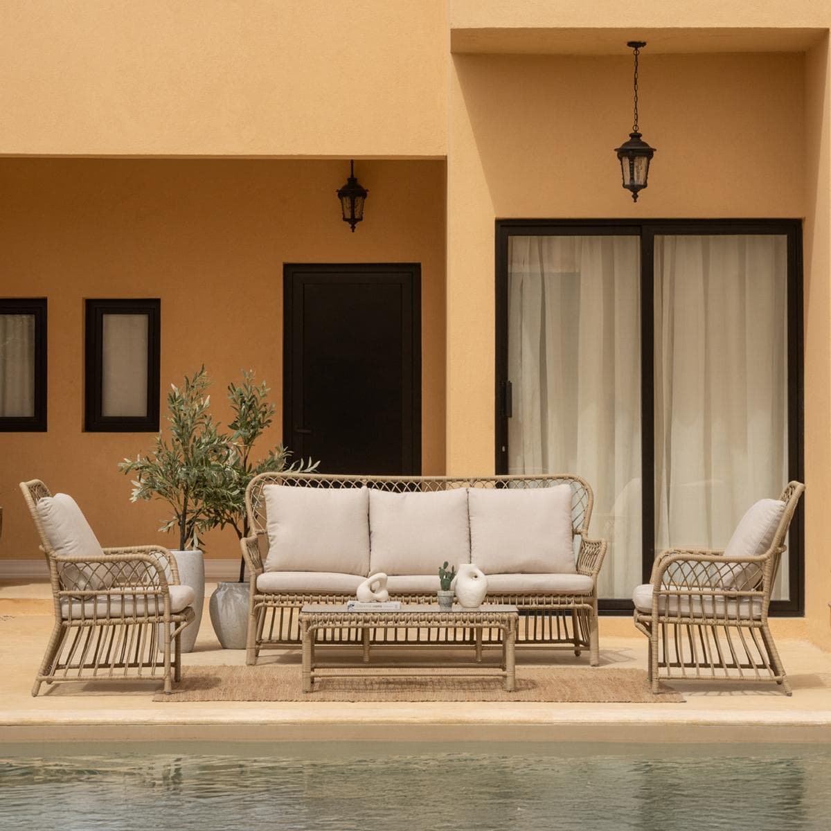 Modena 3+1+1 Garden Sofa Set + Coffee Table Beige