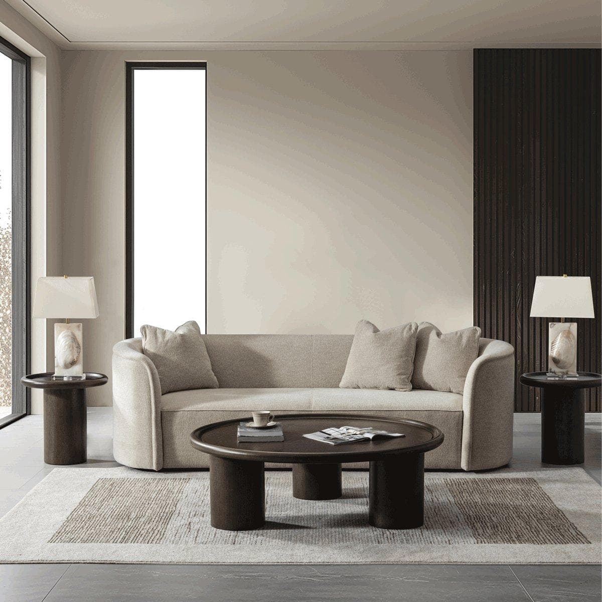 طقم 1 طاولة قهوة مايا + 2 طاولة جانبية بني داكن