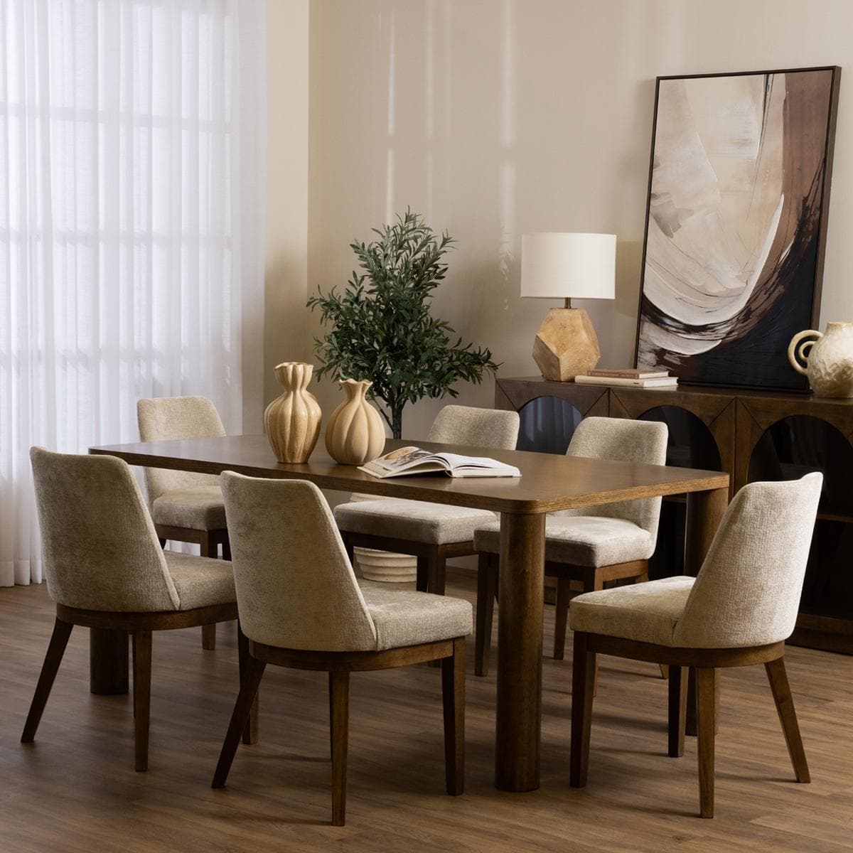 طقم طاولة طعام كارما 6+1 بني