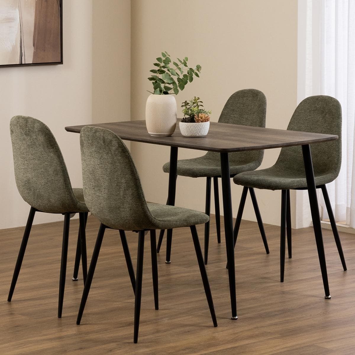 New Bari 4+1 Dining Set Grey/Light Green
