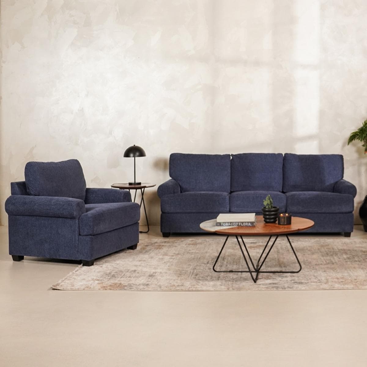 طقم صوفا بيلا 3+2+1 مقاعد أزرق داكن