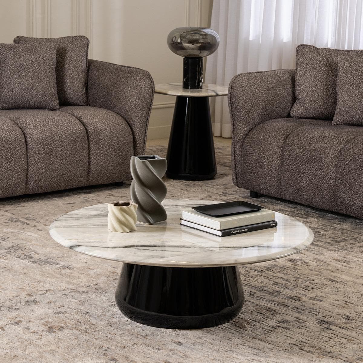 Selena 1 Coffee Table + 2 End Tables Grey/Black
